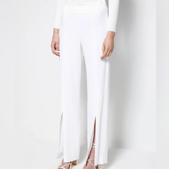 Jonathan Simkhai Core Collection Signature Ariah White Wide Leg Pant w/ Slits - Picture 1 of 8
